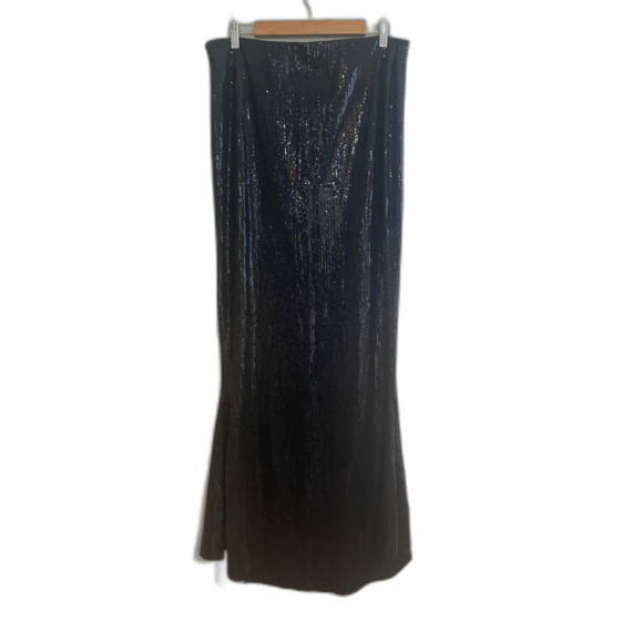 Michael Costello Long Full Sequin Formal Maxi Skirt in Black Women's Size XL 16 - Picture 4 of 11